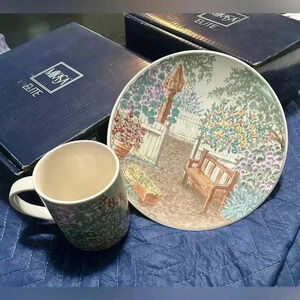 MIKASA Elite FRENCH VILLA LOT Of 8 - 4 Mugs & 4 8.5” SALAD PLATES #CW433/802